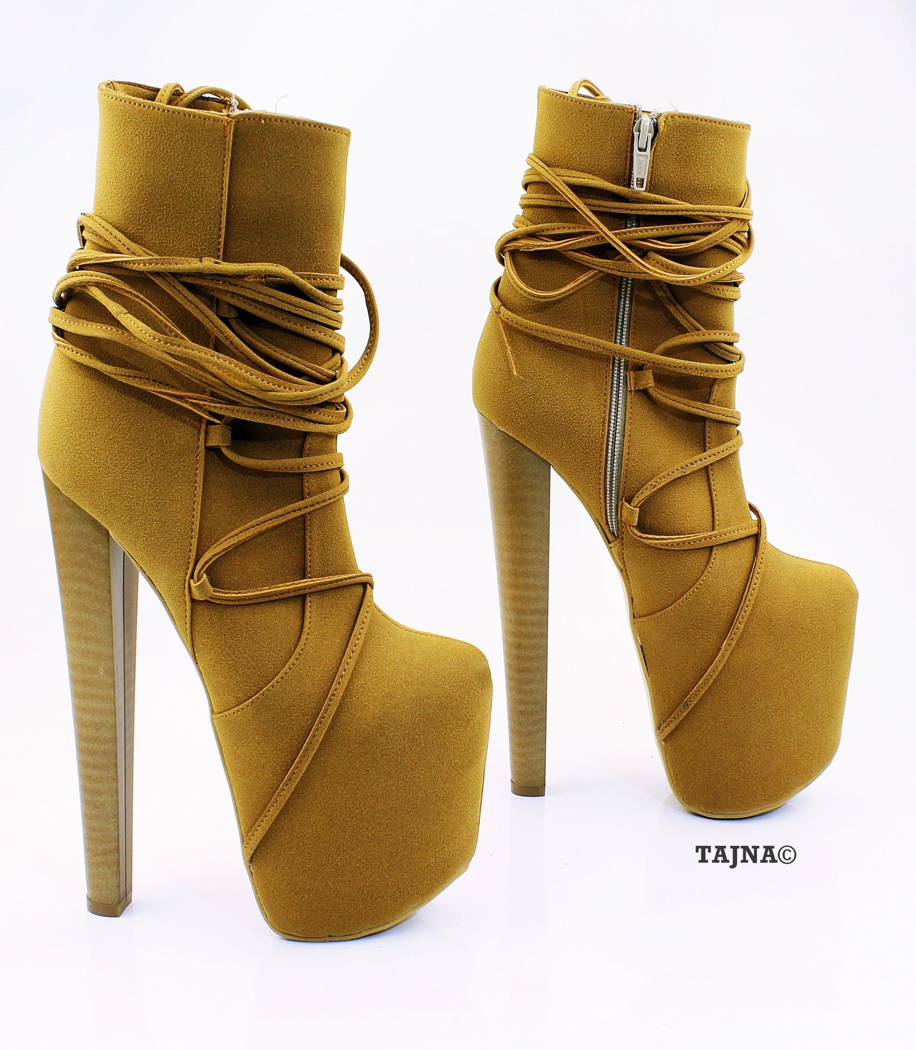 camel high heel ankle boots