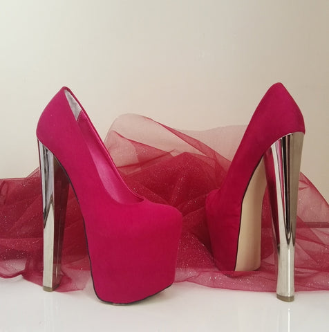 dark pink suede heels