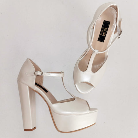 bridal shoes thick heel