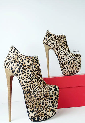 leopard heel booties