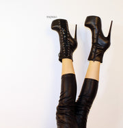 Black Corset Style High Heel Ankle Boots – Tajna Club