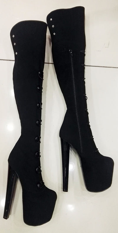 asos design kira platform over the knee boots in black