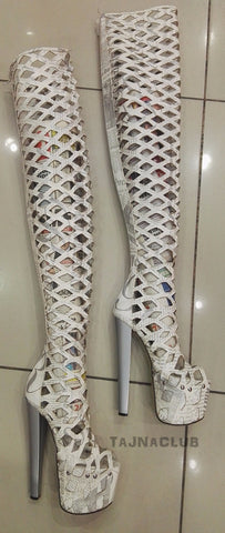 White Gladiator Style Peep toe Over 