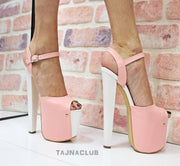 pale pink peep toe heels