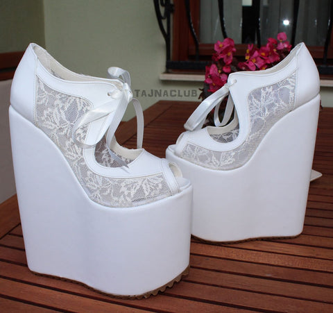 wedge heel sneakers white