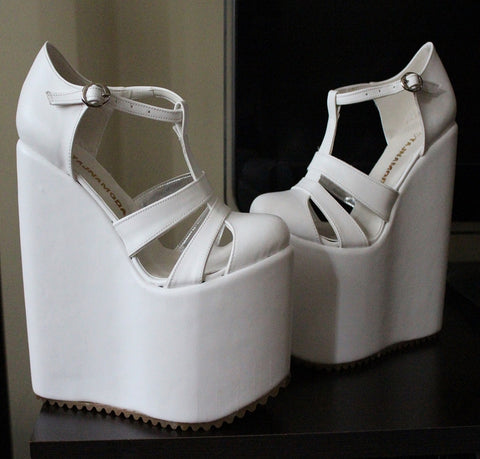 Wedding Sandals White Wedge Heel 