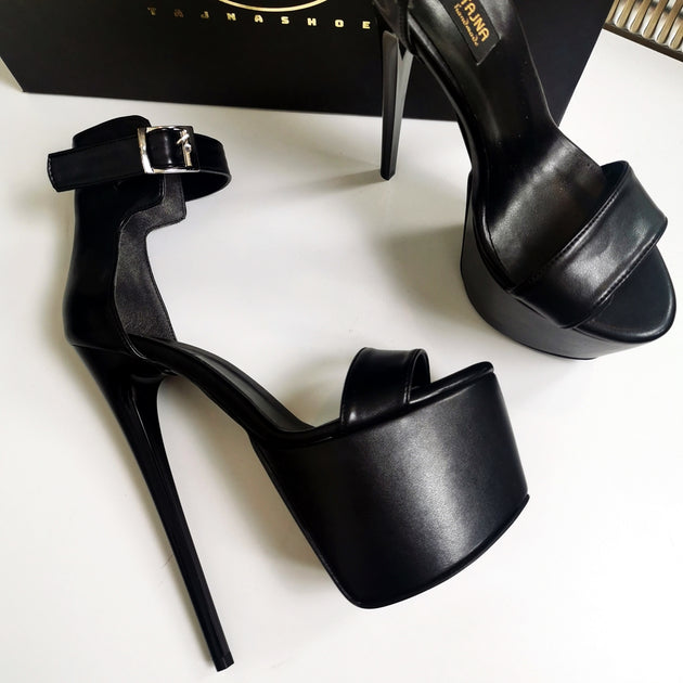 Black Matte Belted High Heel Sandals – Tajna Club