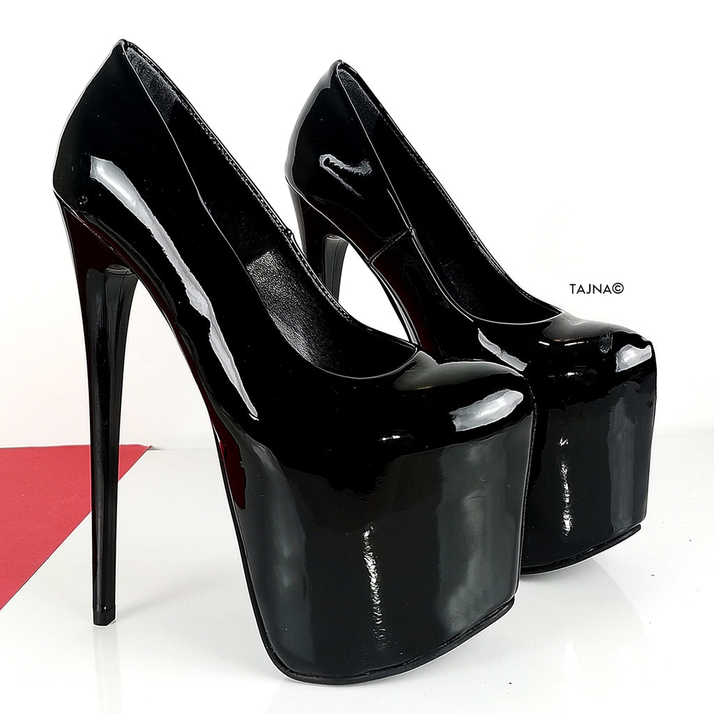 patent black high heels