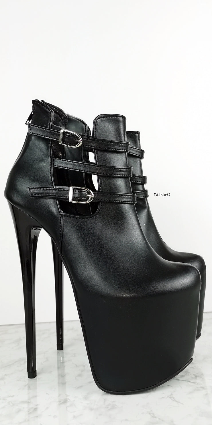 Black Matte Double Matte Ankle Boots | Tajna Club
