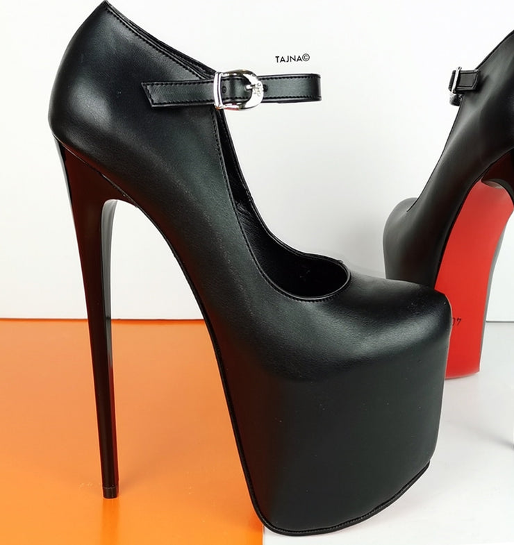 Black Matte Modern Mary Jane Heels | Tajna Club