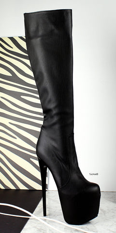 black calf high heel boots