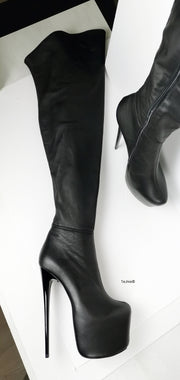 real leather black boots