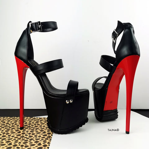 red and black sandal heels