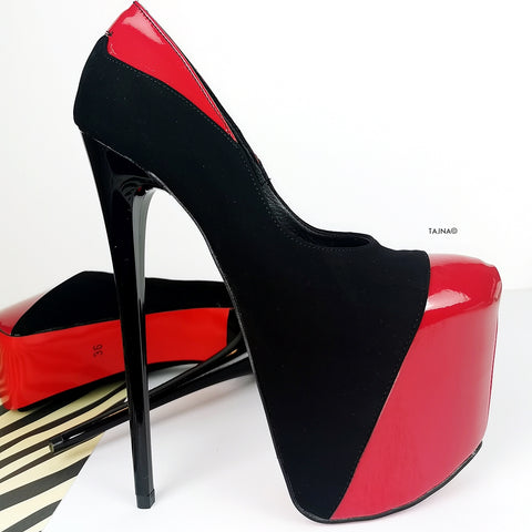 Red Black Suede Chic Stiletto Pumps – Tajna Club