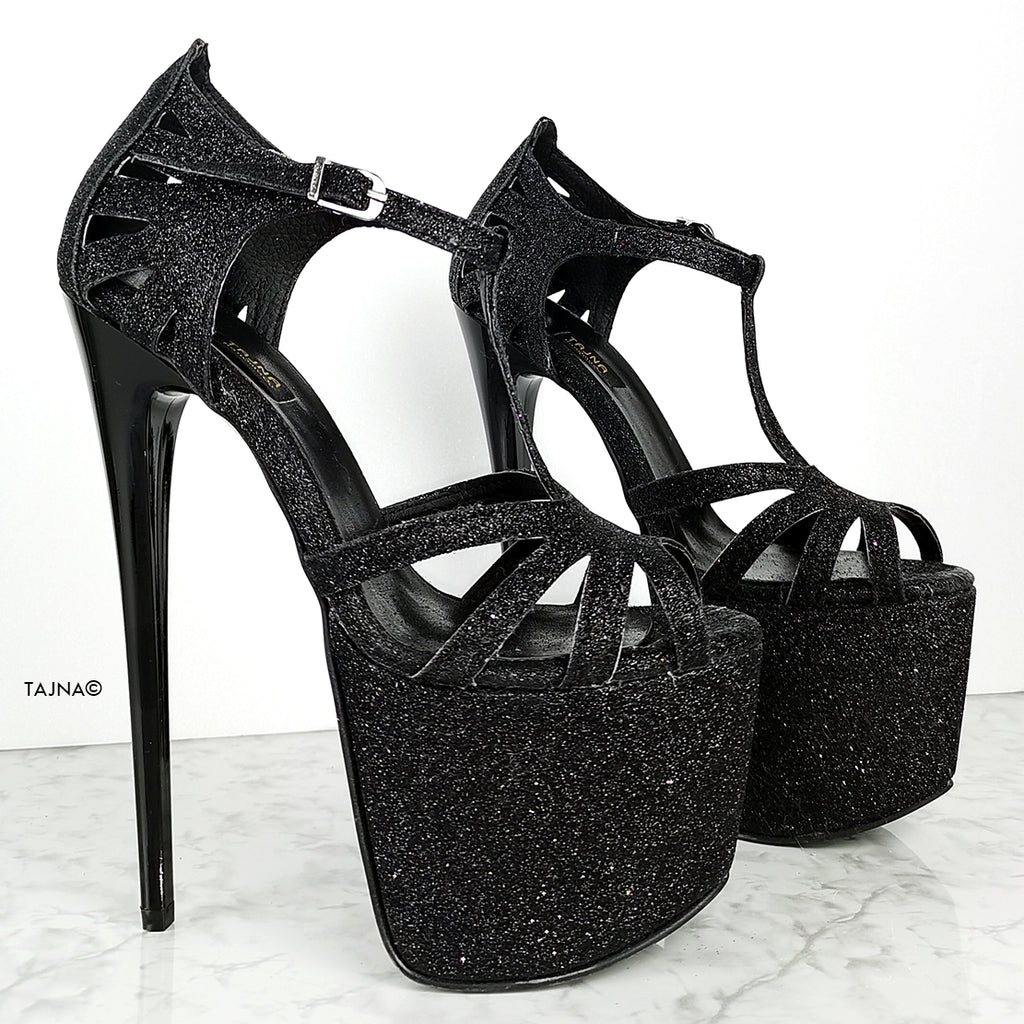 black shimmer shoes