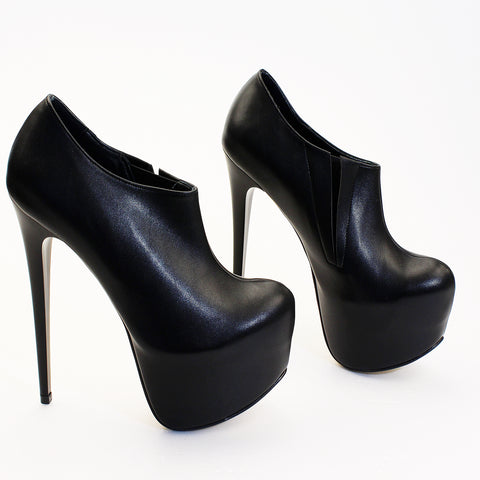 black high heel bootie