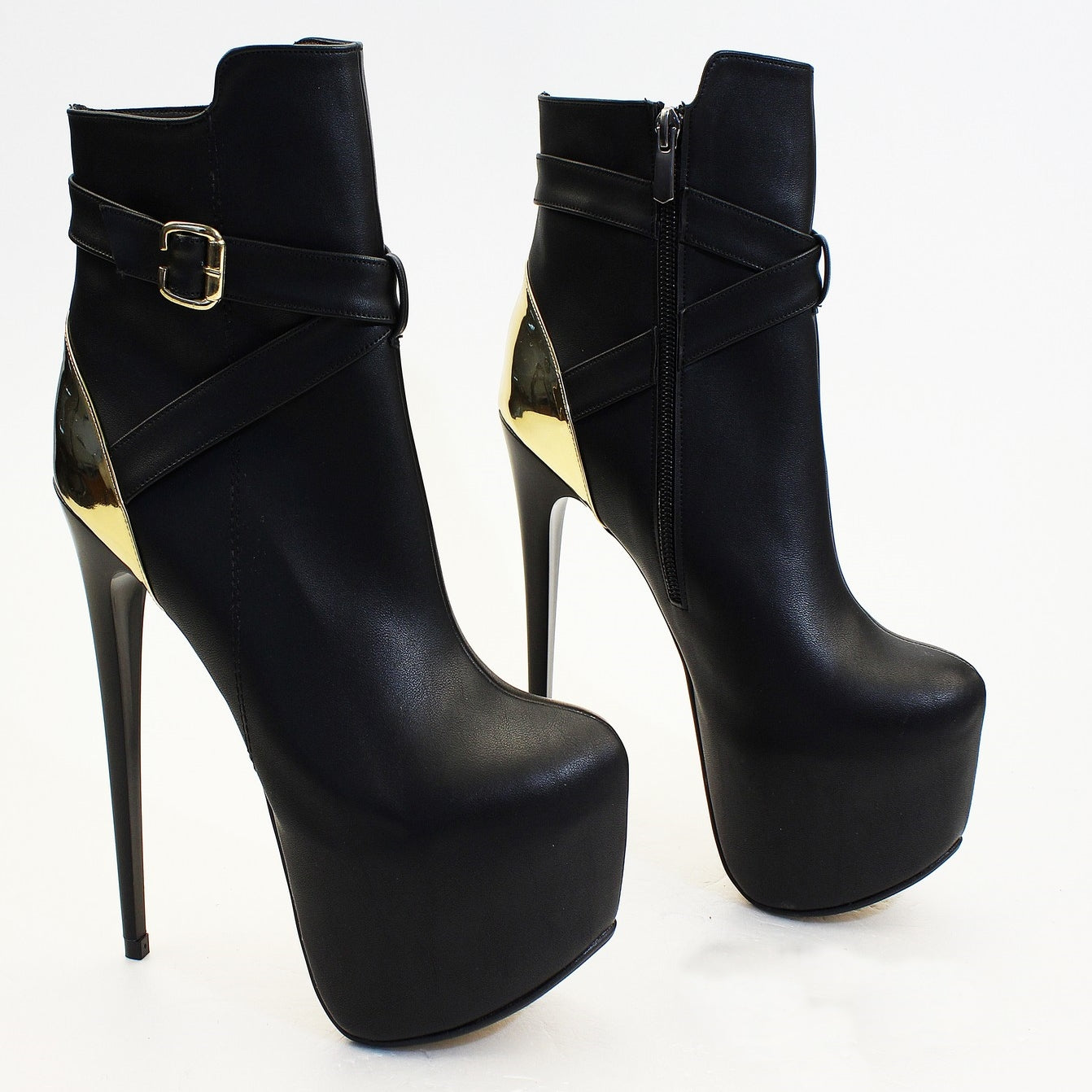 Black Gold High Heel Boots | Tajna Club