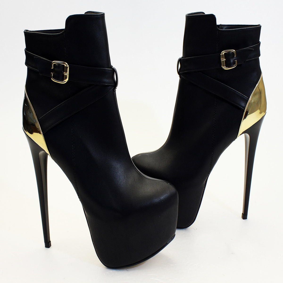 Black Gold High Heel Boots | Tajna Club