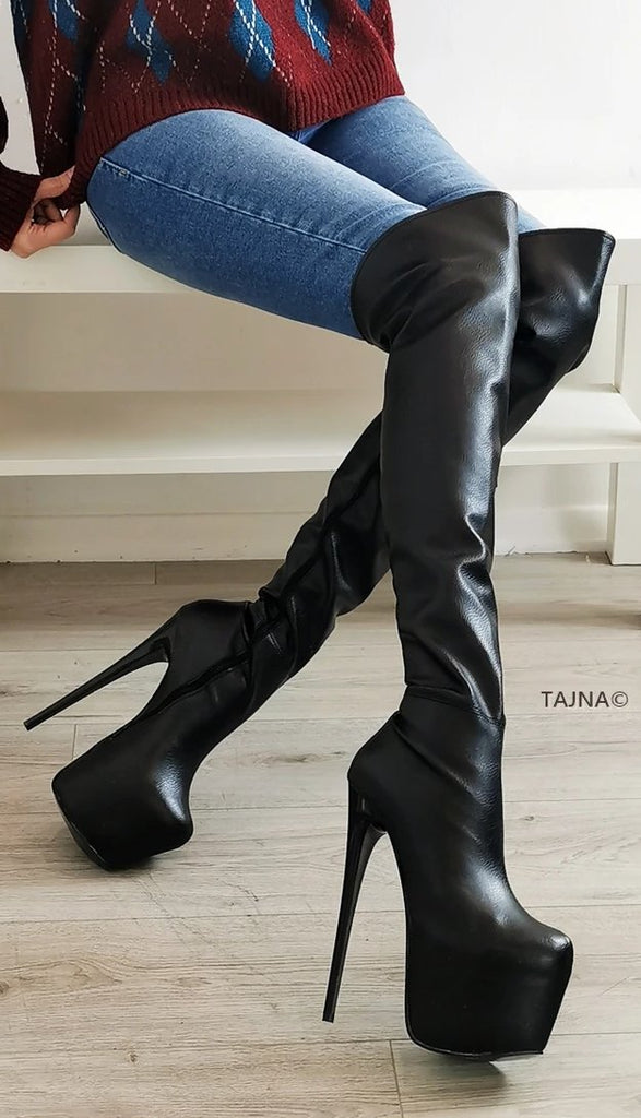 black knee length boots