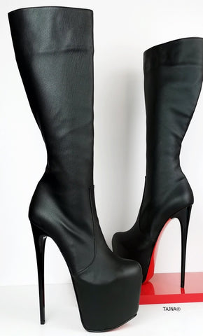 black mid calf stiletto boots