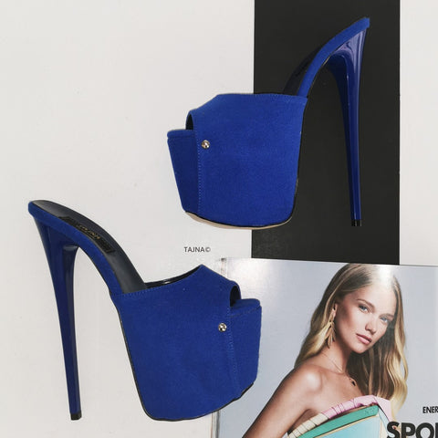 Cobalt Blue Platform Mules – Tajna Club