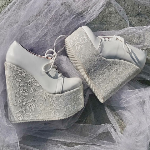 white wedding wedge shoes