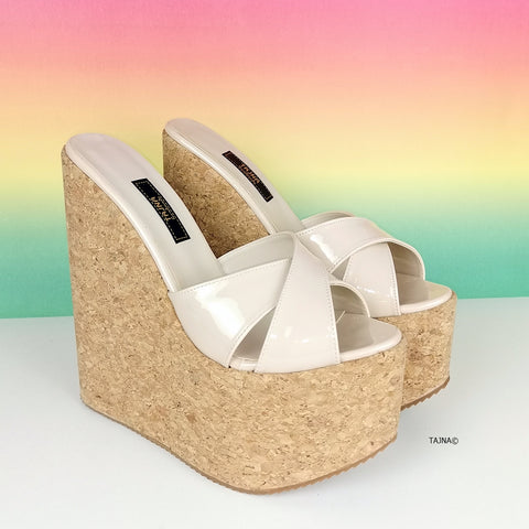 cork wedge mules