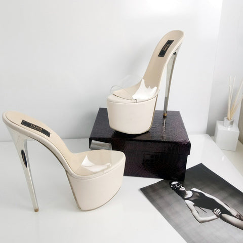 platform high heel mules