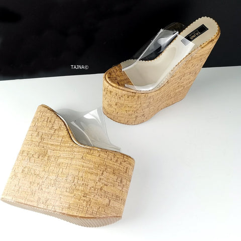 clear cork mules