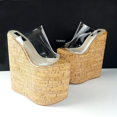 cork wedge mules