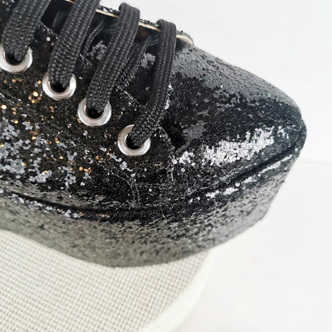 all black glitter sneakers