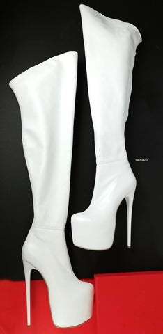 white leather thigh high boots