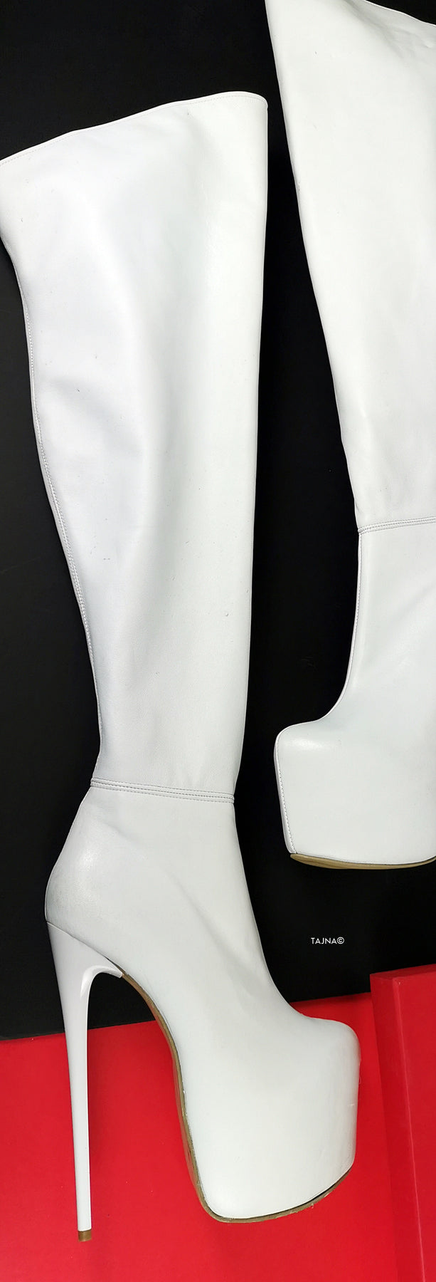 white leather thigh boots