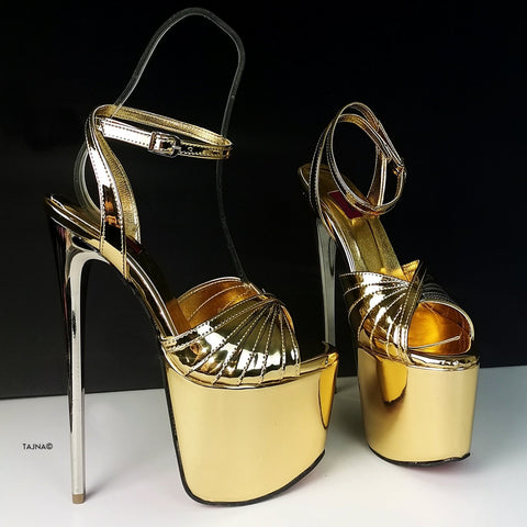 gold mirror heels