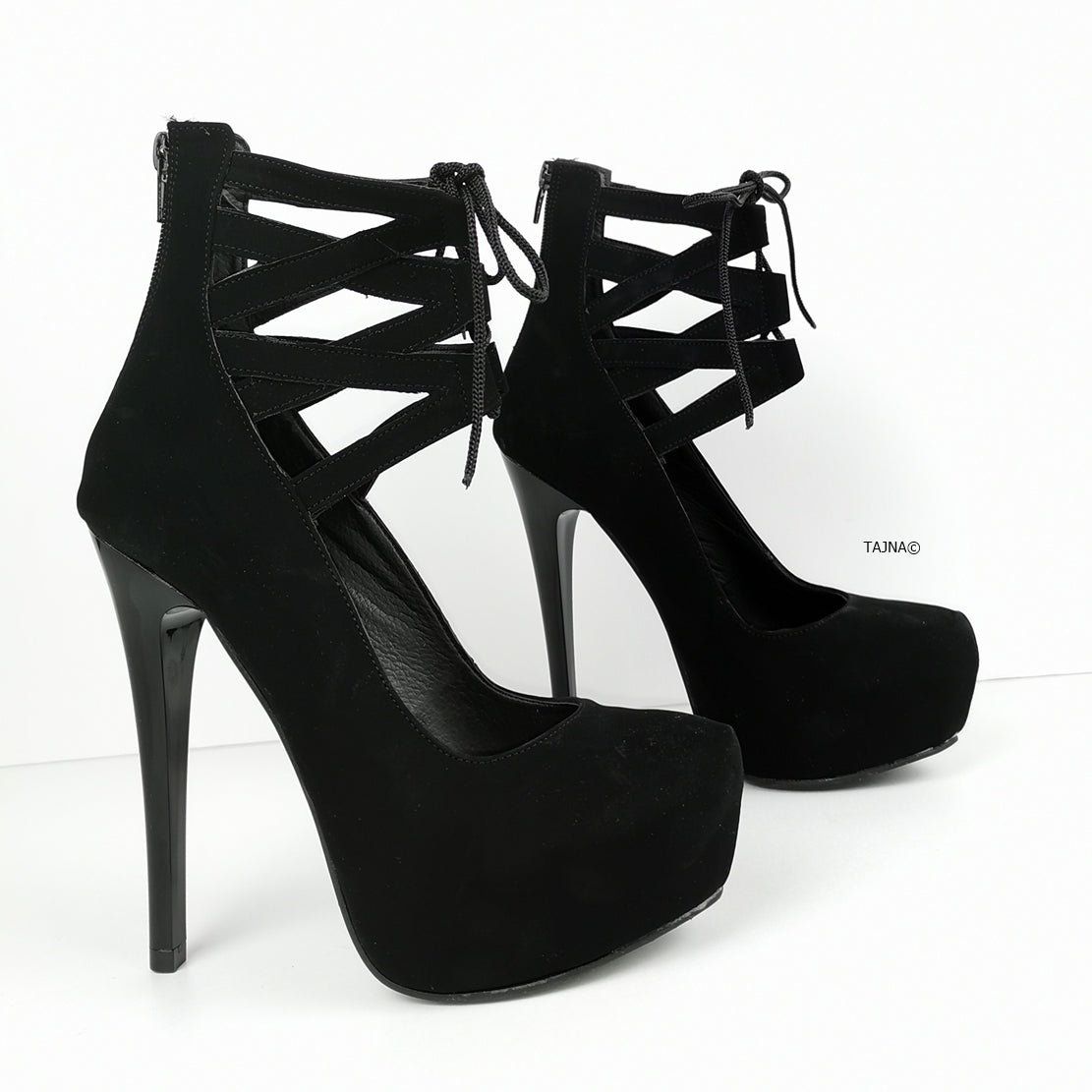 Black Designer High Heel Ankle Booties | Tajna Club