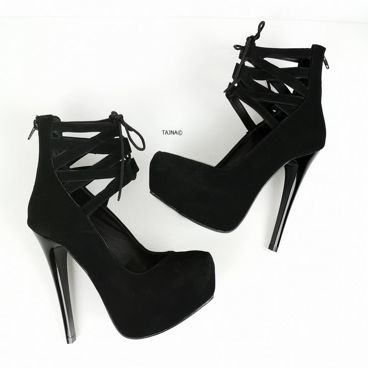 Black Designer High Heel Ankle Booties | Tajna Club