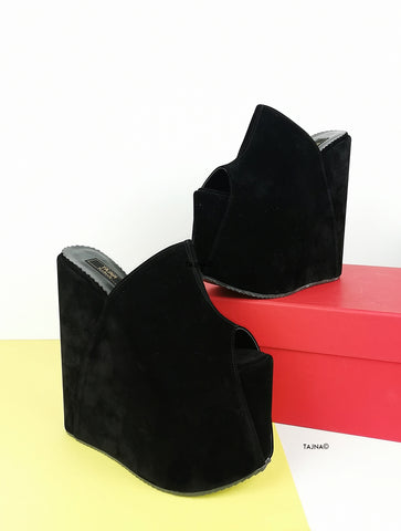 platform wedge mules