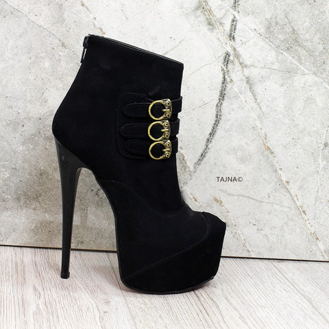 black suede platform booties