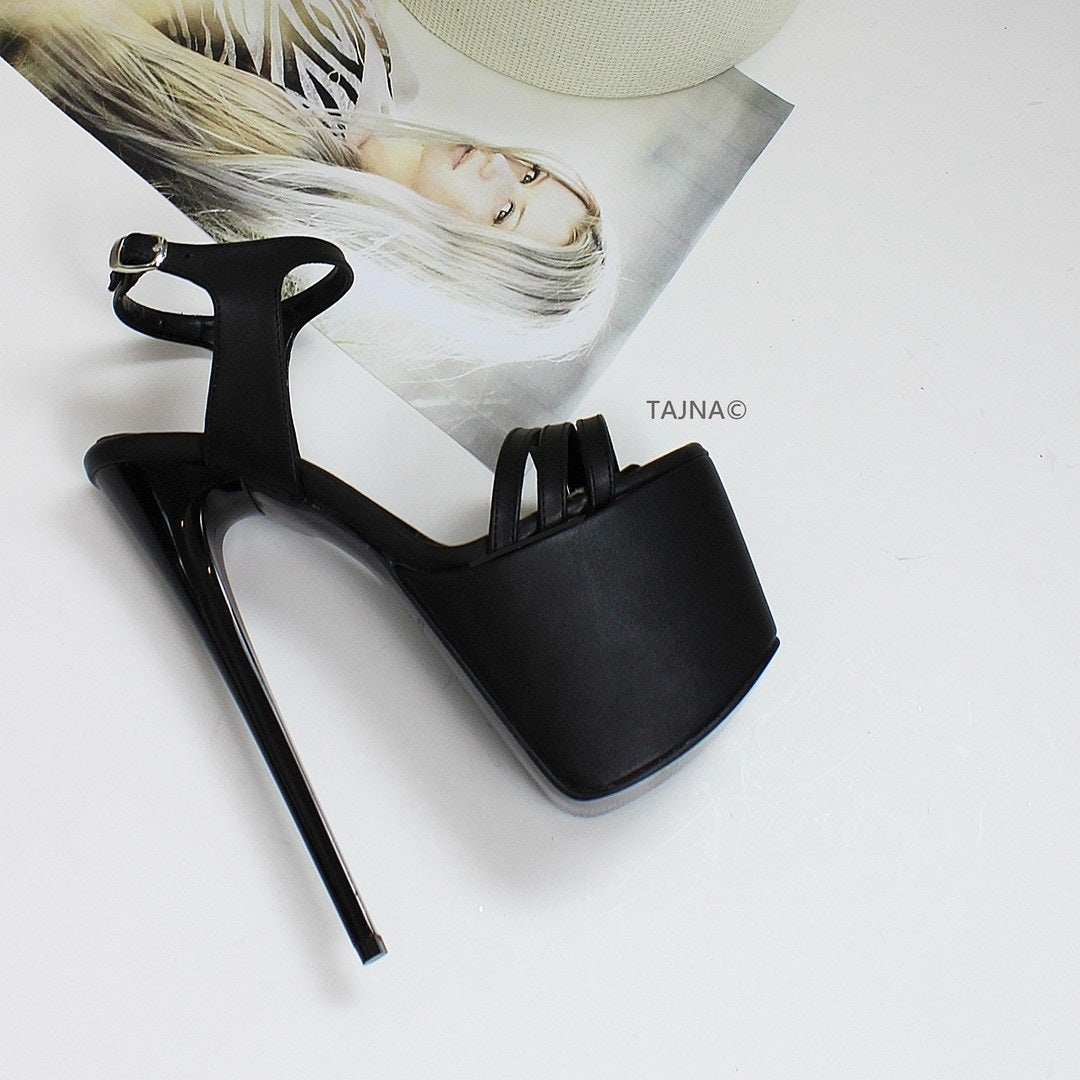 Black Triple Strap Platform Sandals | Tajna Club