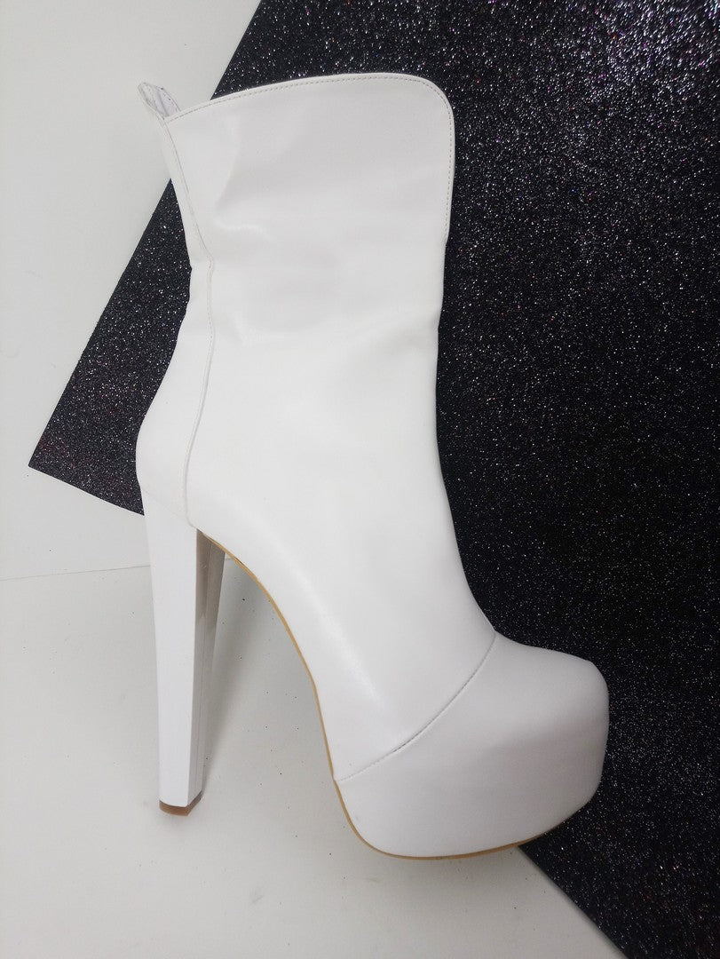 White Hidden Platform High Heel Boots – Tajna Club
