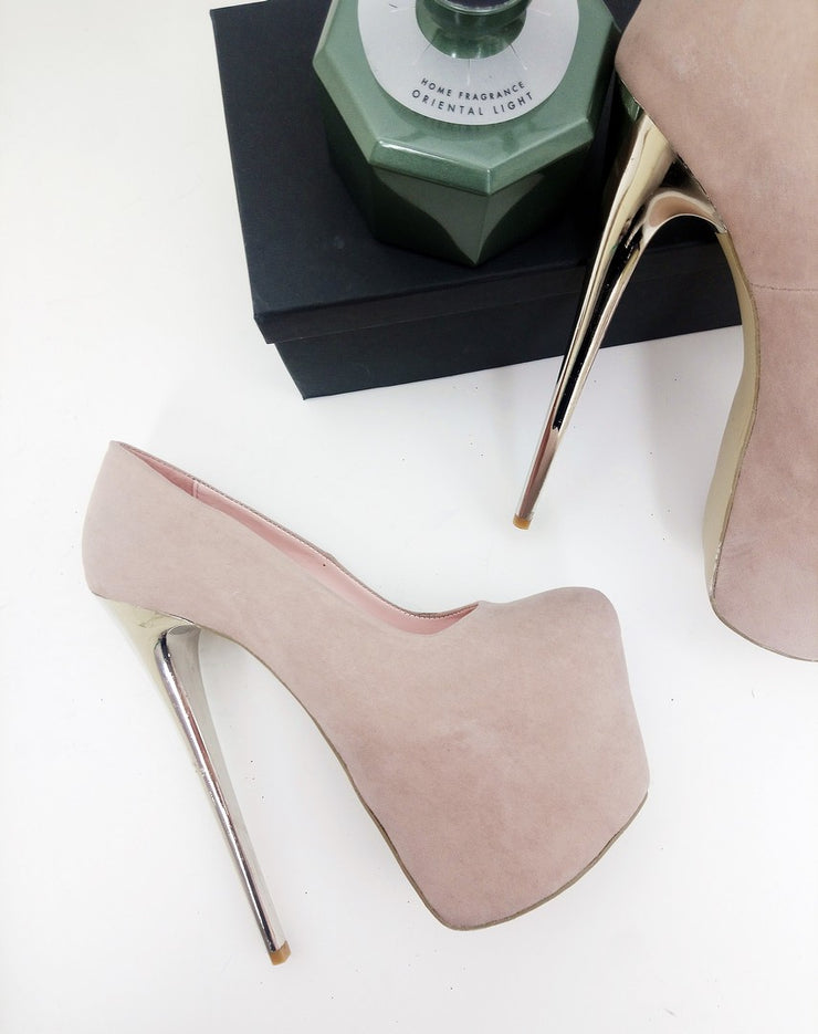 Beige Suede Platform Heels | Tajna Club