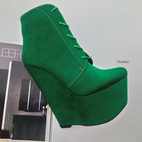 green suede booties