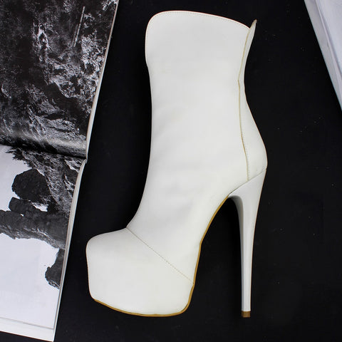 white platform heel boots