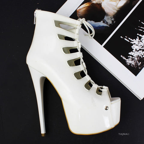 white gladiator heels