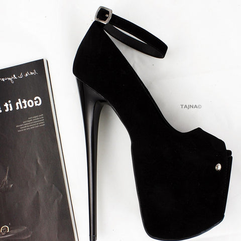 black suede platforms