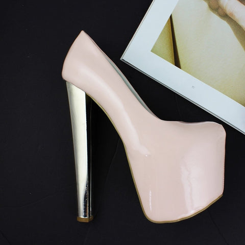 light pink thick heels