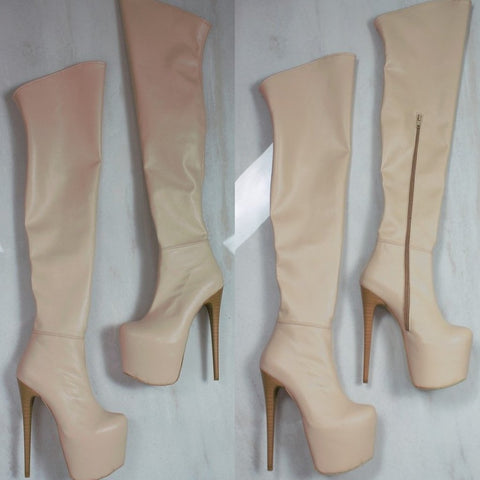 cream knee high boots