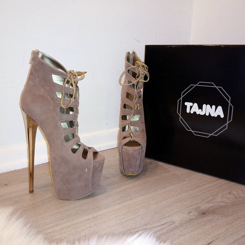 dark grey platform heels