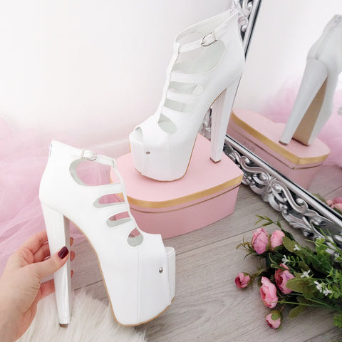 white cage heels