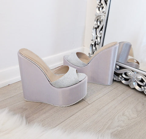 silver wedge mules